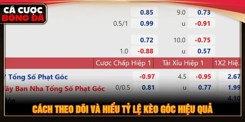 Bảng tỷ lệ kèo thường thể hiện các mức kèo và tỷ lệ chấp