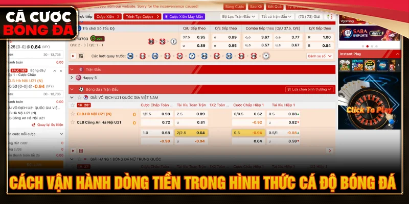 Hình thức cá độ bóng đá qua mạng được nạp tiền để tham gia