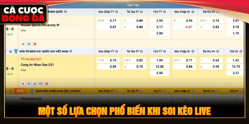 Những loại hình thức khi soi kèo live